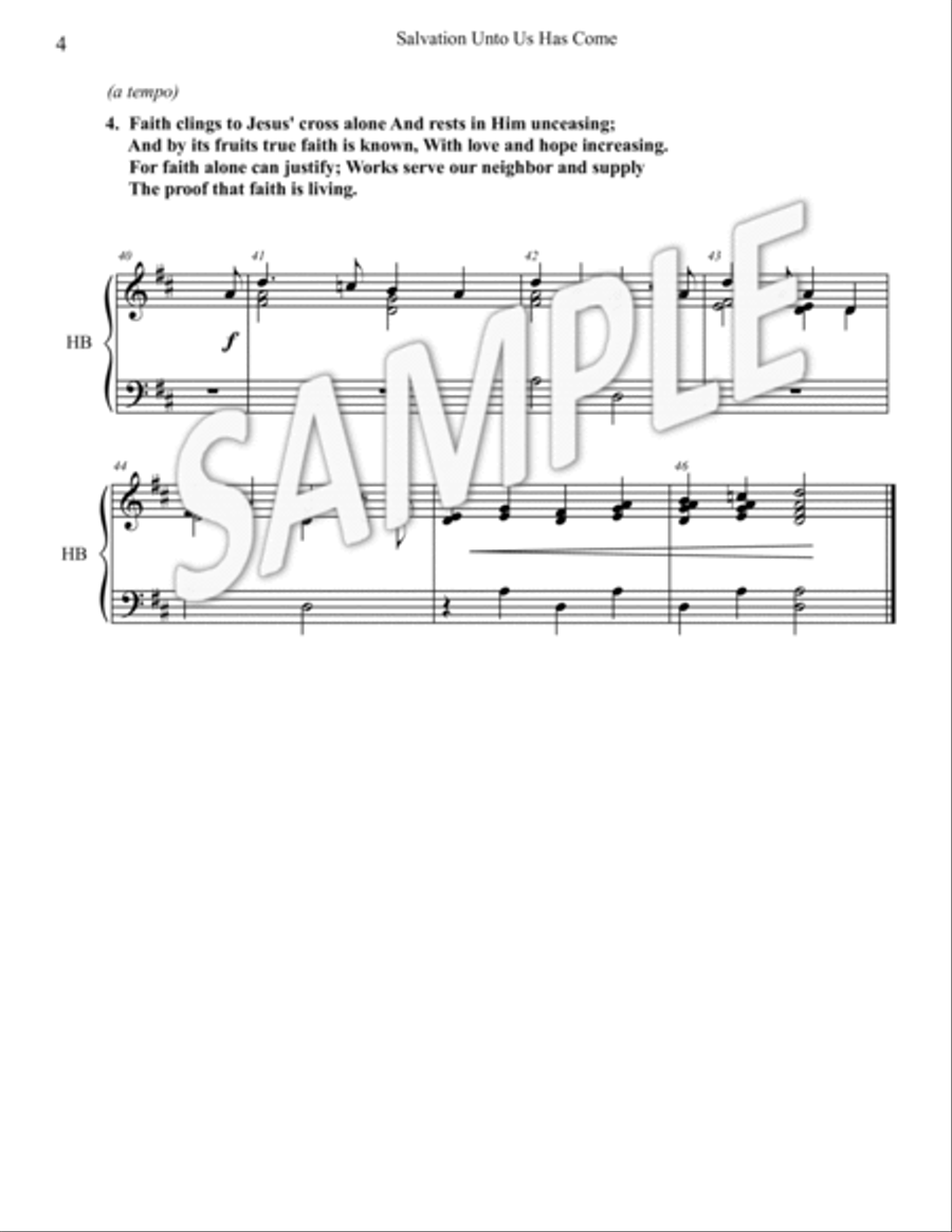 Salvation Unto Us Has Come (Handbells, 2-part Choir, Organ, Congregation) 2-Part scores gallery preview page 4