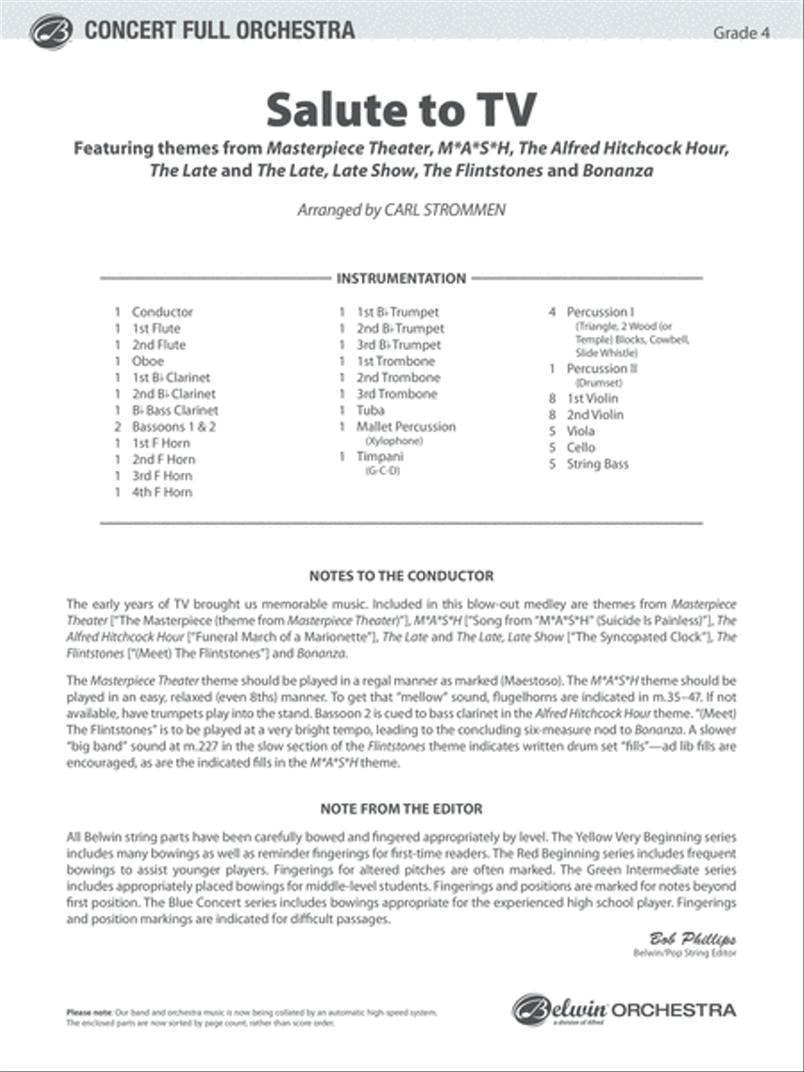 Salute to TV: Score Salute to TV: Score Full Orchestra scores gallery preview page 1
