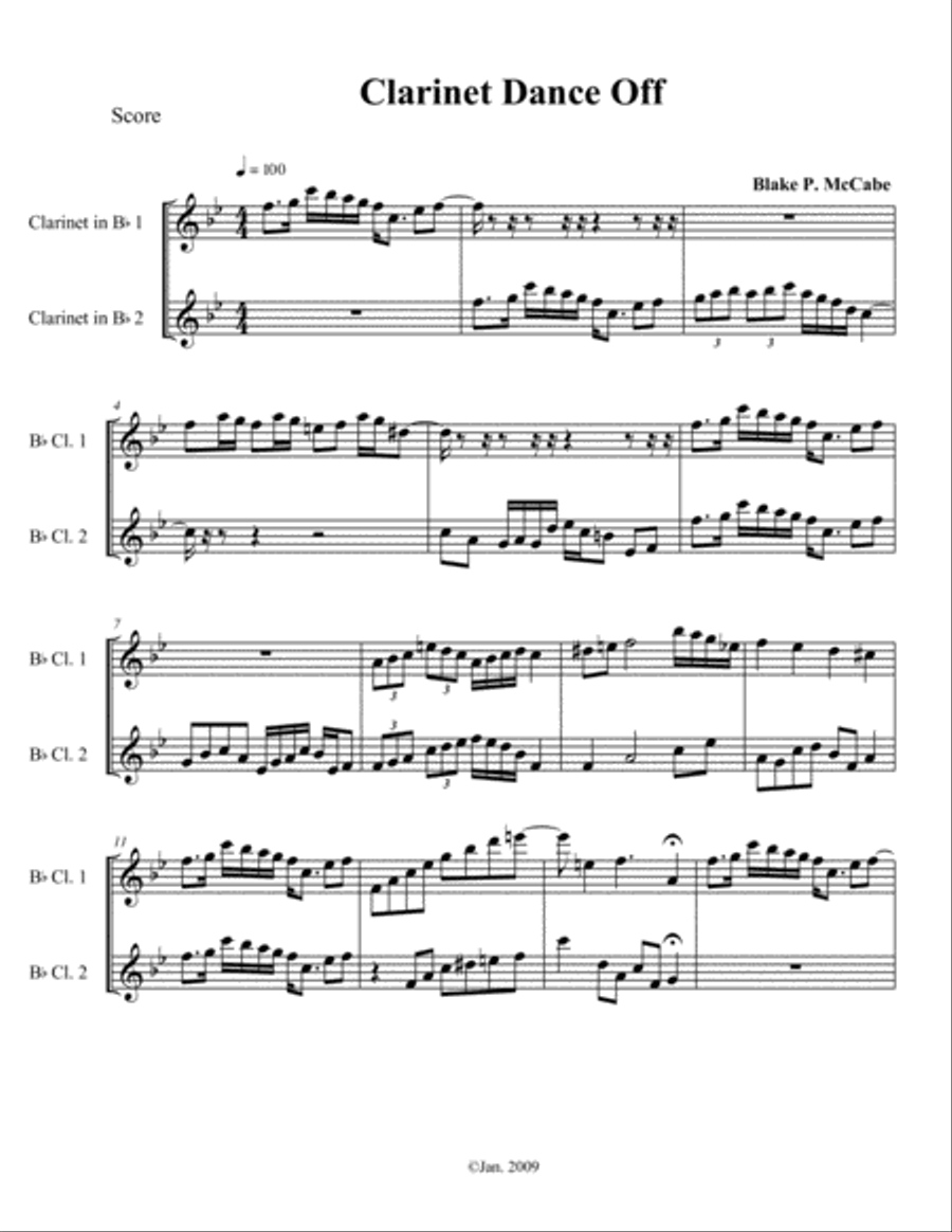 Clarinet Dance-Off Clarinet Solo scores gallery preview page 1
