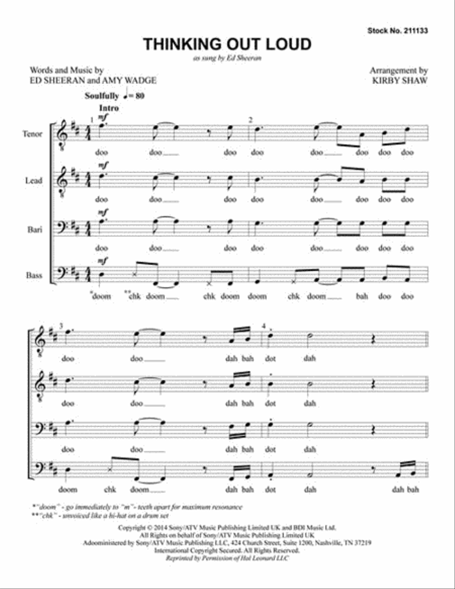 Thinking Out Loud Thinking Out Loud TTBB scores gallery preview page 2