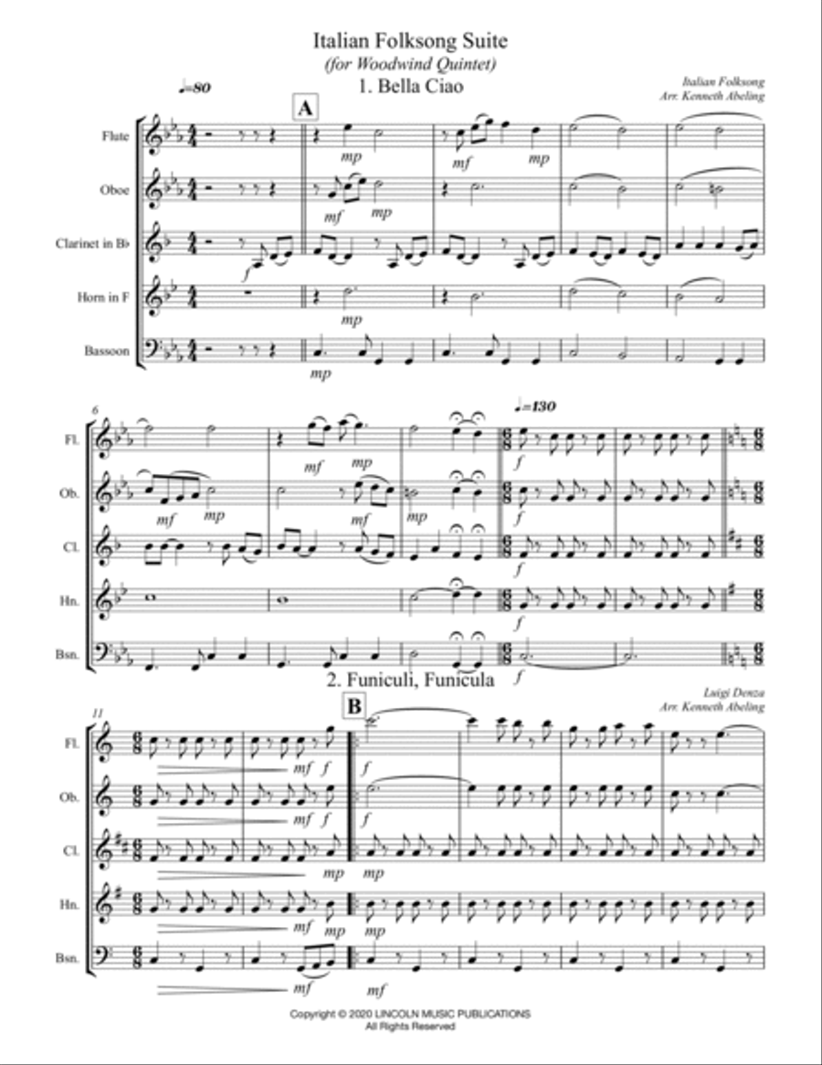 Italian Folksong Medley (for Woodwind Quintet) Woodwind Quintet scores gallery preview page 2