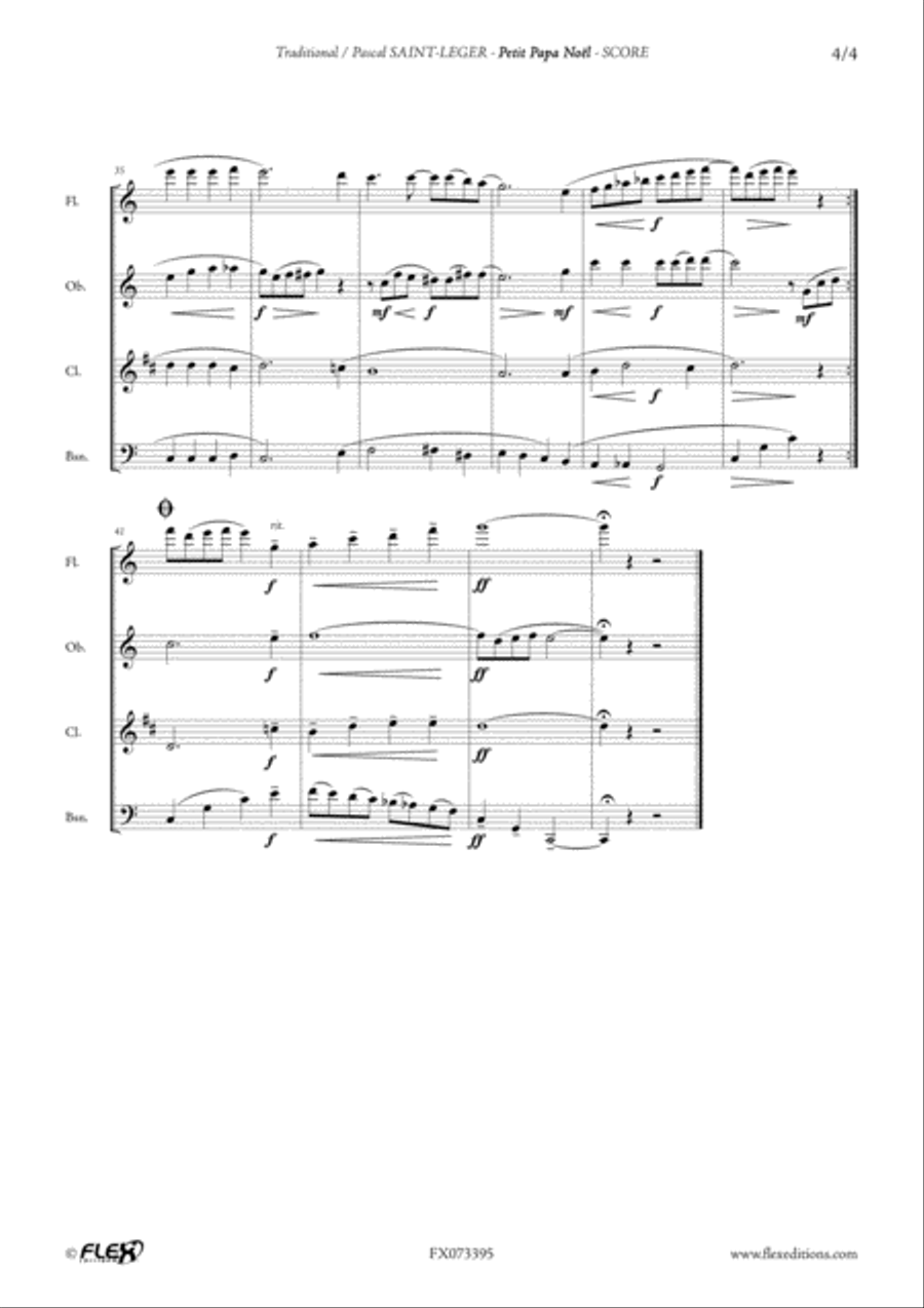 Petit Papa Noel Woodwind Quartet scores gallery preview page 4