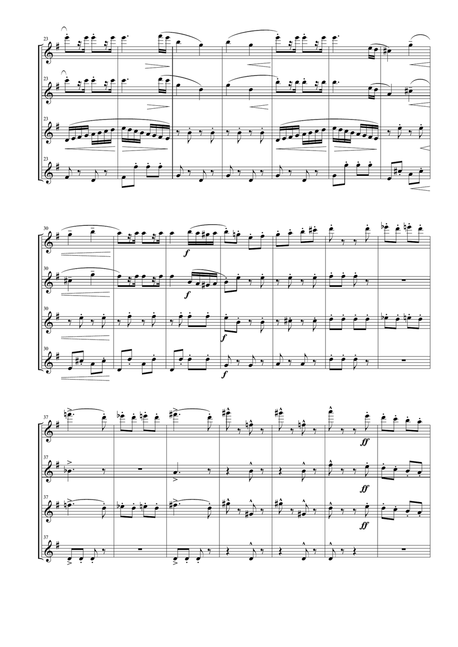 Thunder and Lightning for Flute Quartet Flute Quartet scores gallery preview page 4