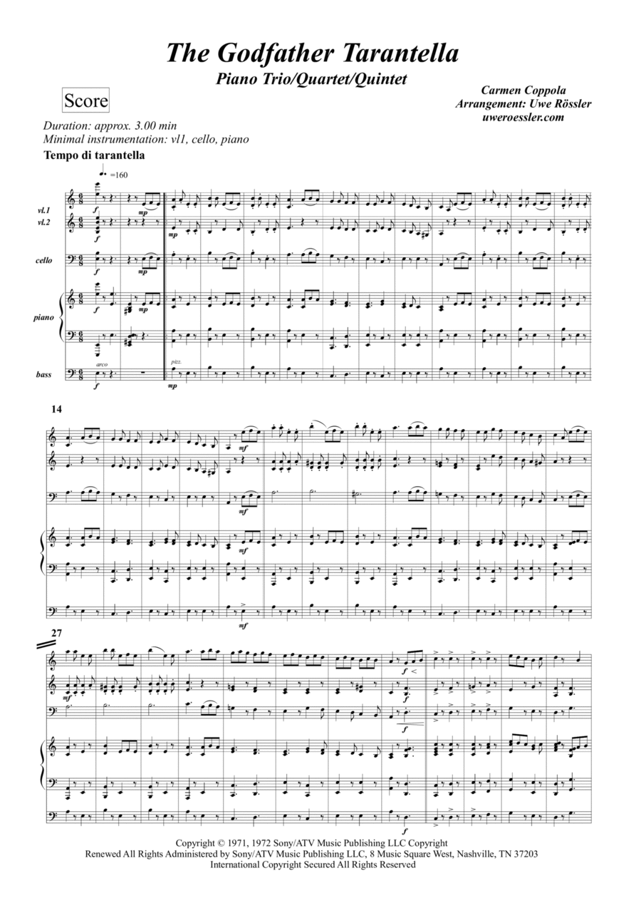 The Godfather Tarantella Piano Trio scores gallery preview page 1