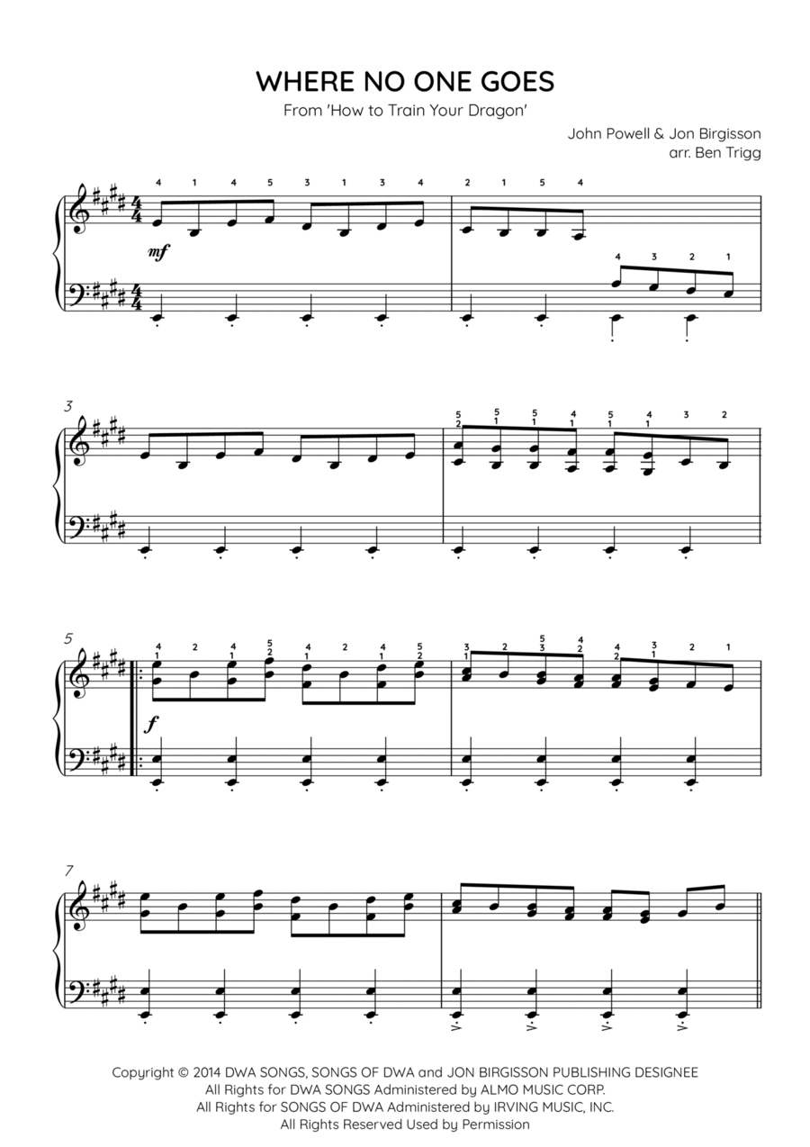 Where No One Goes Piano Solo scores gallery preview page 1