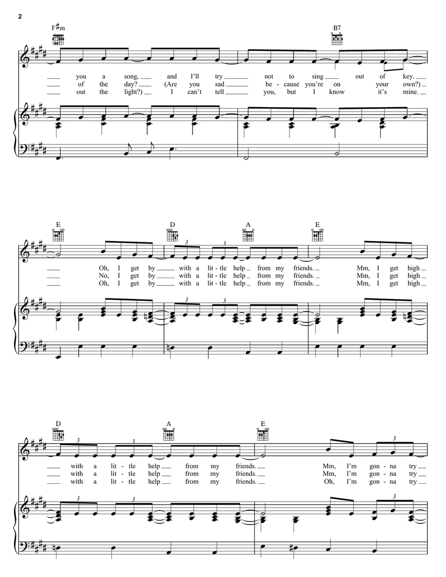 With A Little Help From My Friends Acoustic Guitar scores gallery preview page 2