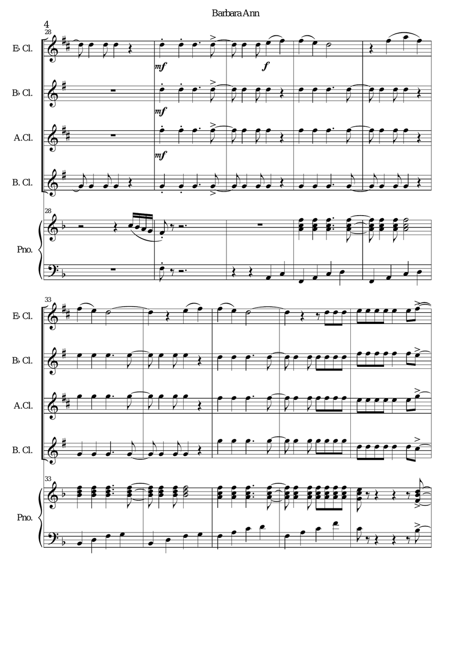Barbara Ann Barbara Ann B-Flat Clarinet scores gallery preview page 4