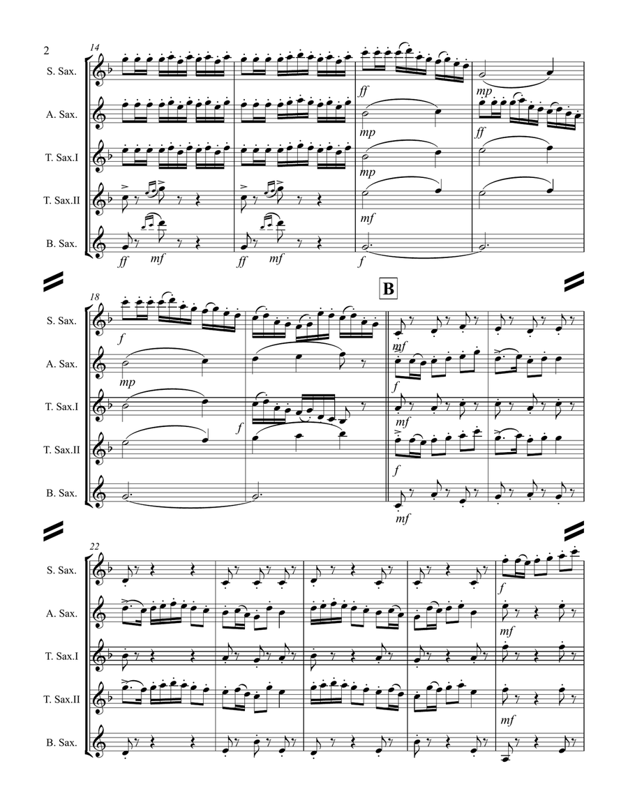 Procession of the Nobles from Mlada (for Saxophone Quintet SATTB) Saxophone Quintet scores gallery preview page 3