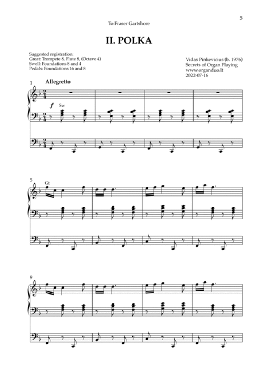 Gaudeamus Igitur Suite, Op. 146 (Organ Solo) by Vidas Pinkevicius (2022) Organ Solo scores gallery preview page 5