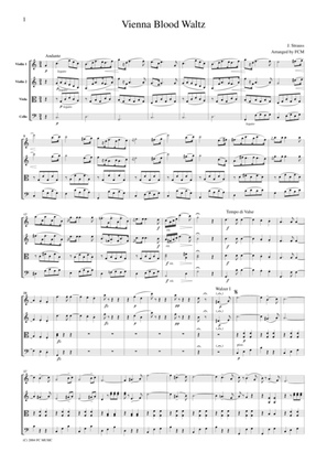 J.Strauss Vienna Blood (Wiener Blut) Waltz, for string quartet, CS105
