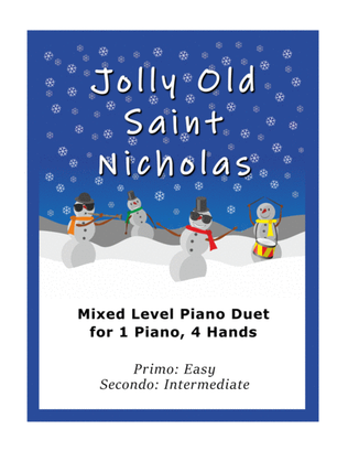Jolly Old Saint Nicholas (Easy Piano Duet; 1 Piano, 4-Hands)