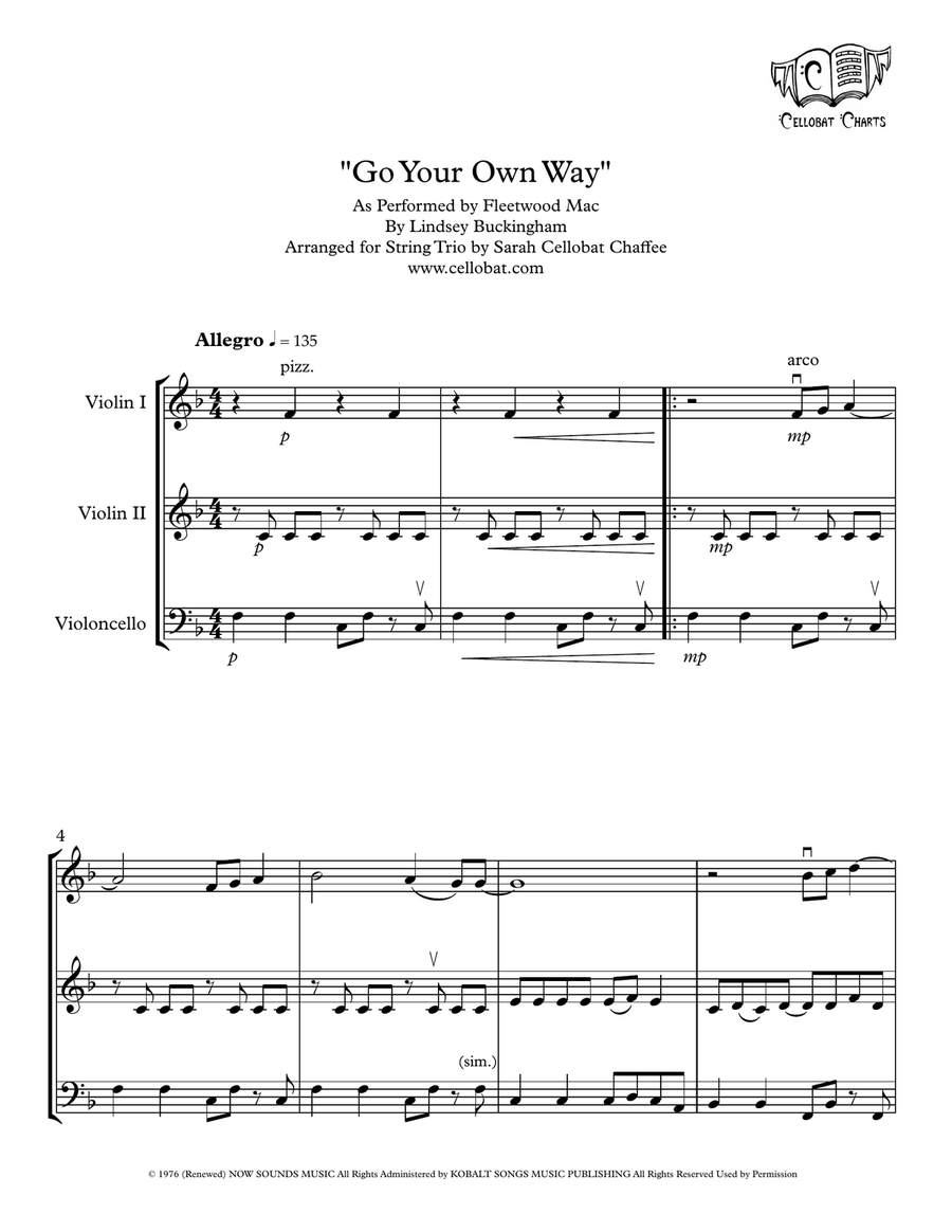 Go Your Own Way by Fleetwood Mac String Trio - Digital Sheet Music