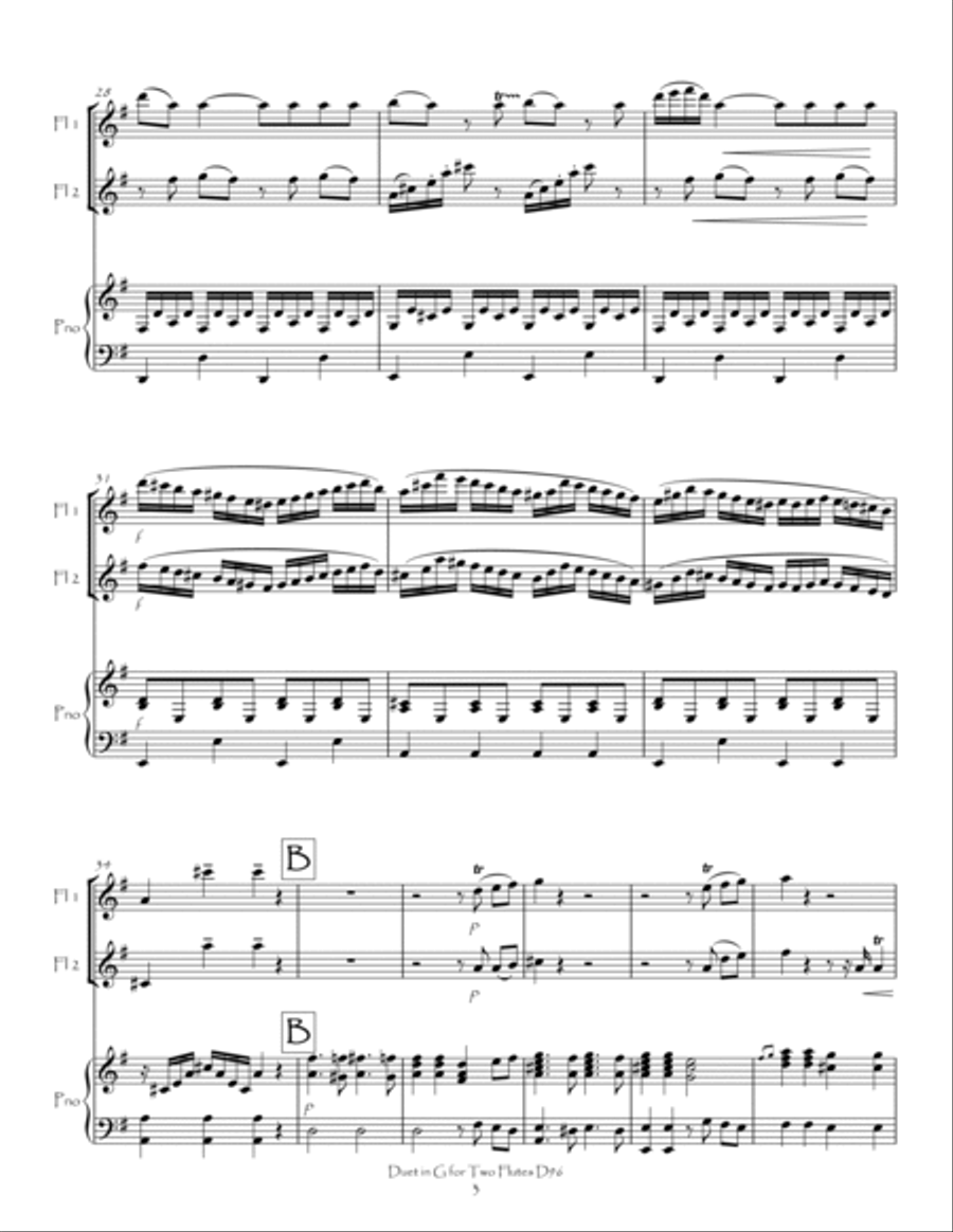 Duet in G, D96 for Two Flutes and Piano Flute Duet scores gallery preview page 4