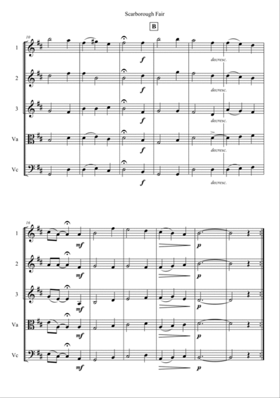 Scarborough Fair String Quintet scores gallery preview page 2