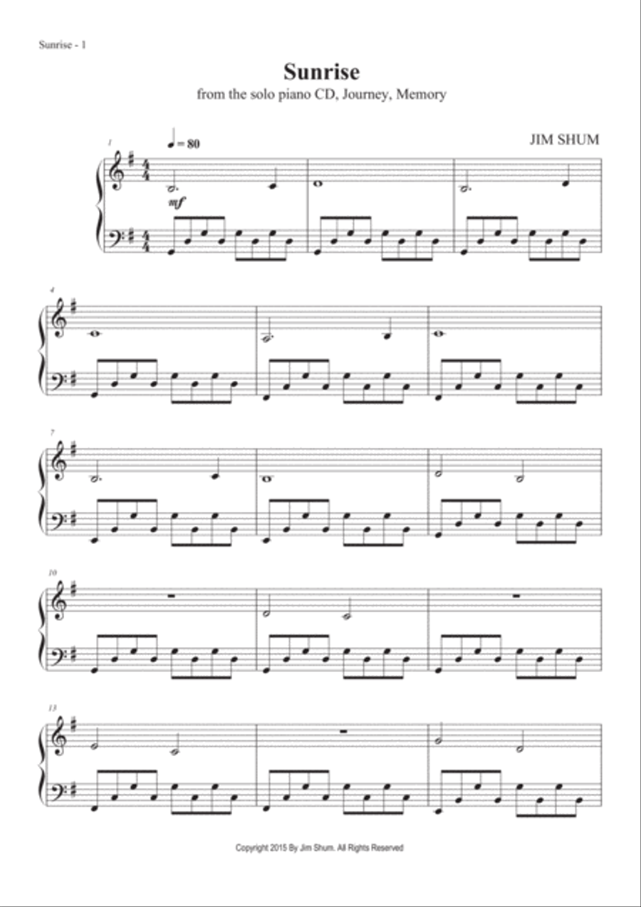Sunrise Piano Solo scores gallery preview page 3