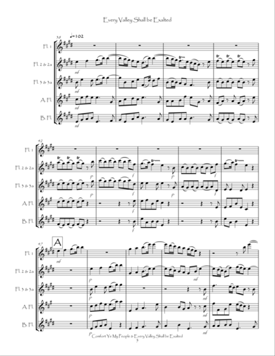 Comfort Ye & Every Valley from The Messiah for Flute Choir Flute Choir scores gallery preview page 6