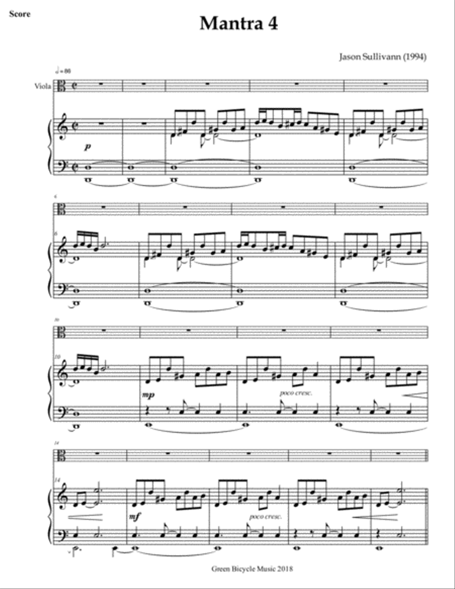 Mantra 4 - for Viola and Piano Piano scores gallery preview page 1