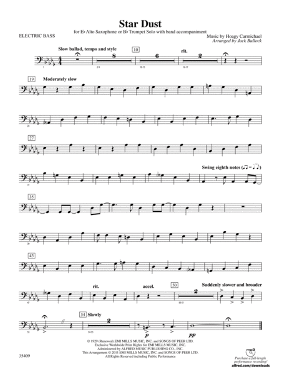 Star Dust: Electric Bass Star Dust: Electric Bass Concert Band scores gallery preview page 1