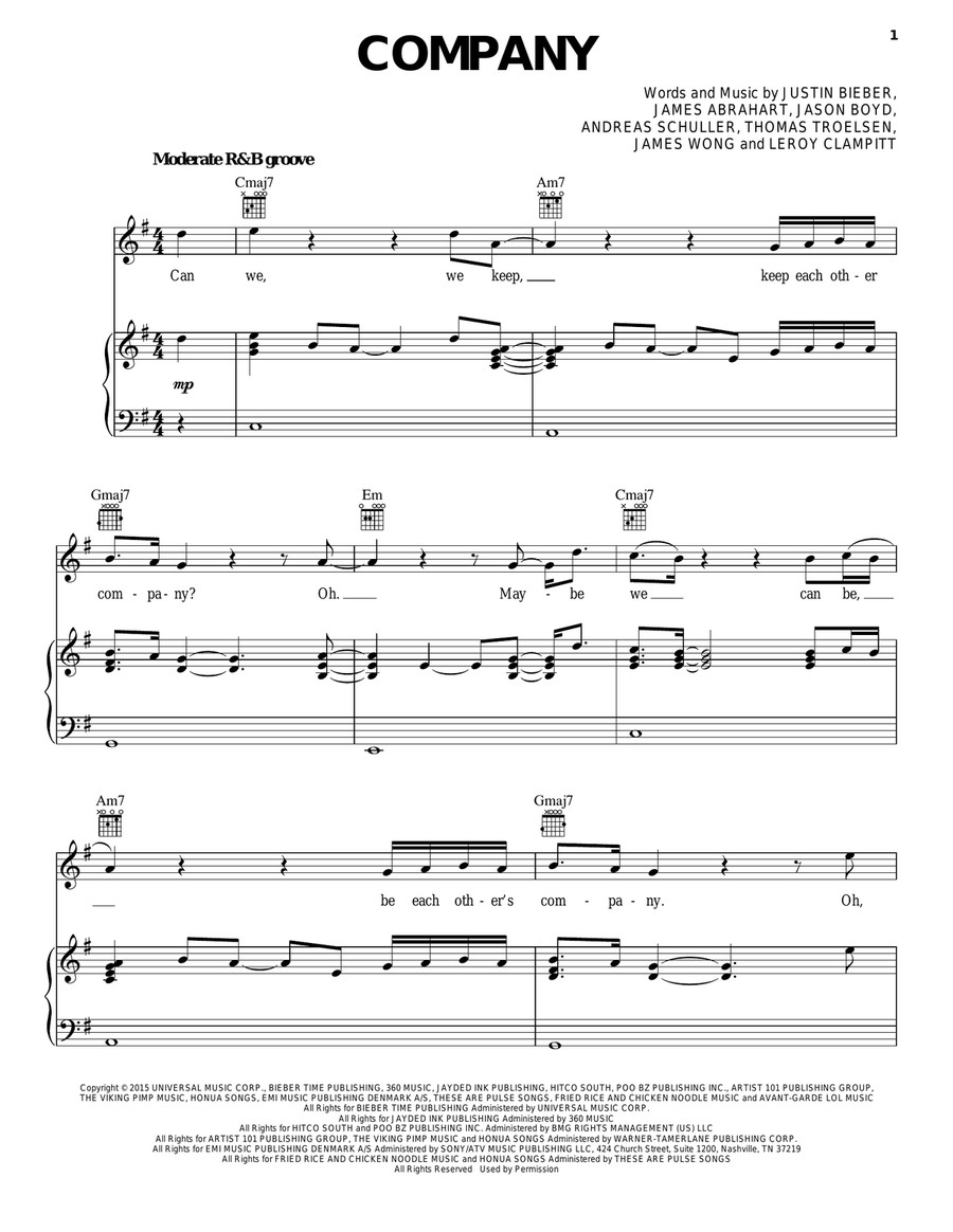 Company Piano, Vocal, Guitar scores gallery preview page 1