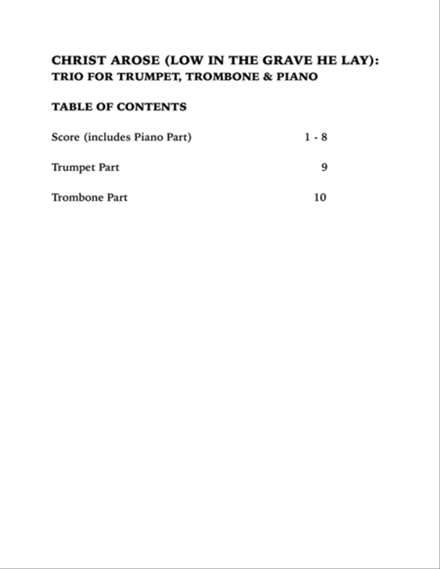 He Arose (Trio for Trumpet, Trombone and Piano) Brass Trio scores gallery preview page 4