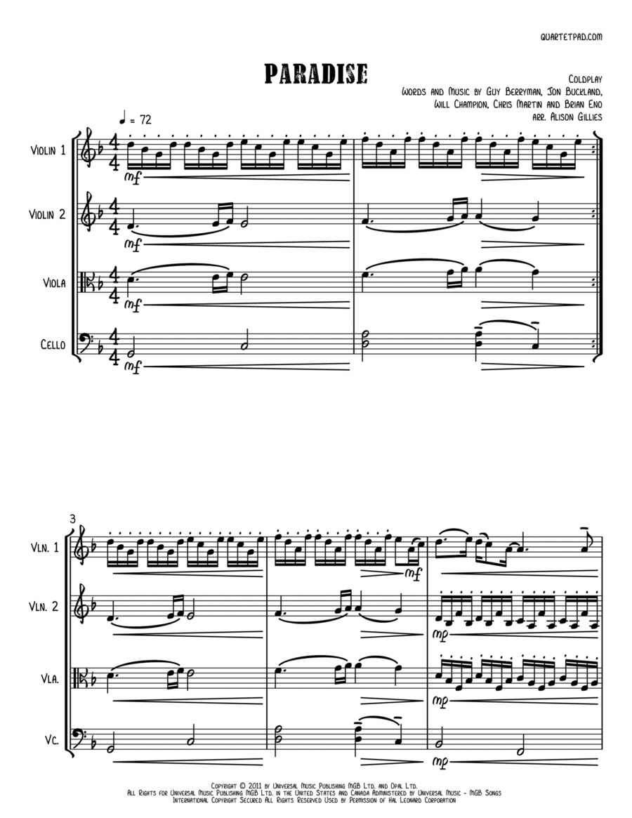 Paradise String Trio scores gallery preview page 1