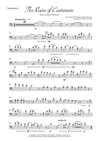 Epic Low Brass Game Of Thrones Sheet music for Trombone, Tuba