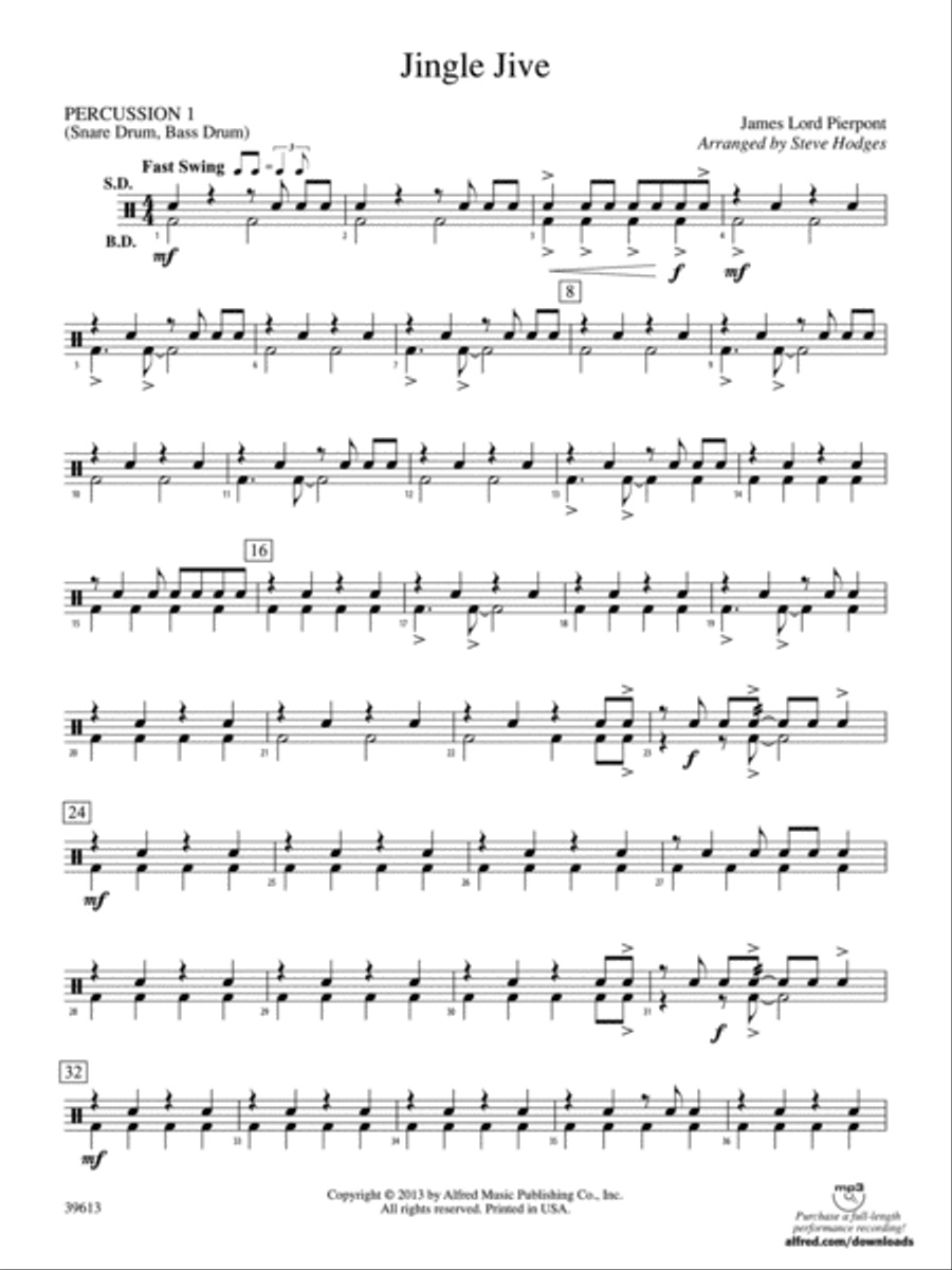 Jingle Jive: 1st Percussion Concert Band scores gallery preview page 1
