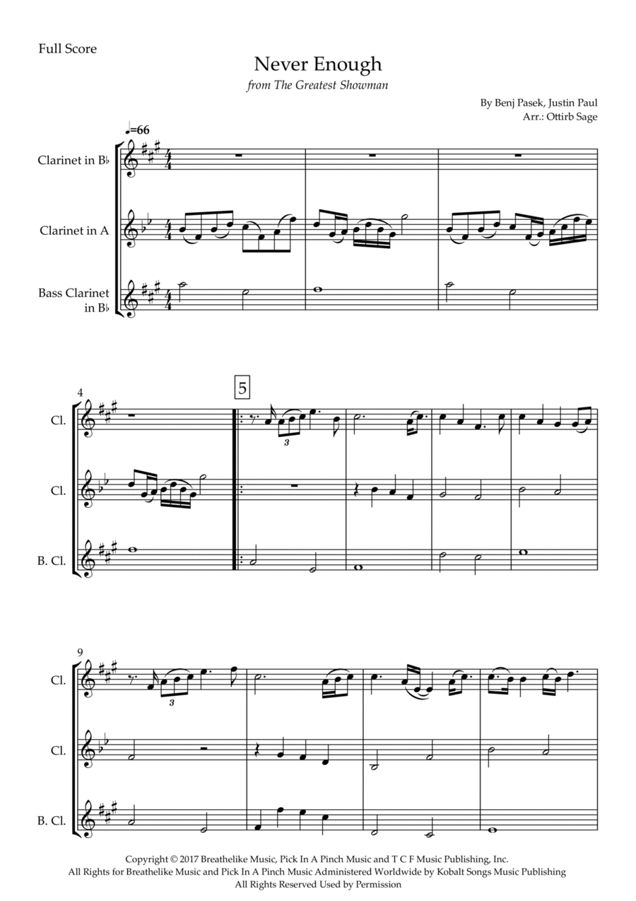 Never Enough Woodwind Trio scores gallery preview page 1