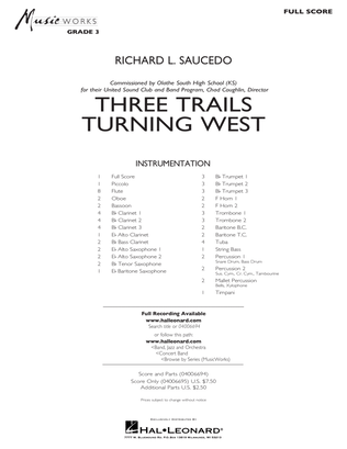 Book cover for Three Trails Turning West - Conductor Score (Full Score)