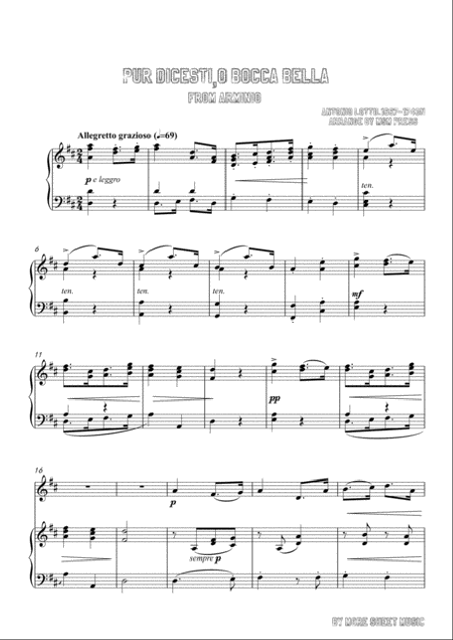 Lotti-Pur dicesti,o bocca bella, for Violin and Piano Violin Solo scores gallery preview page 3