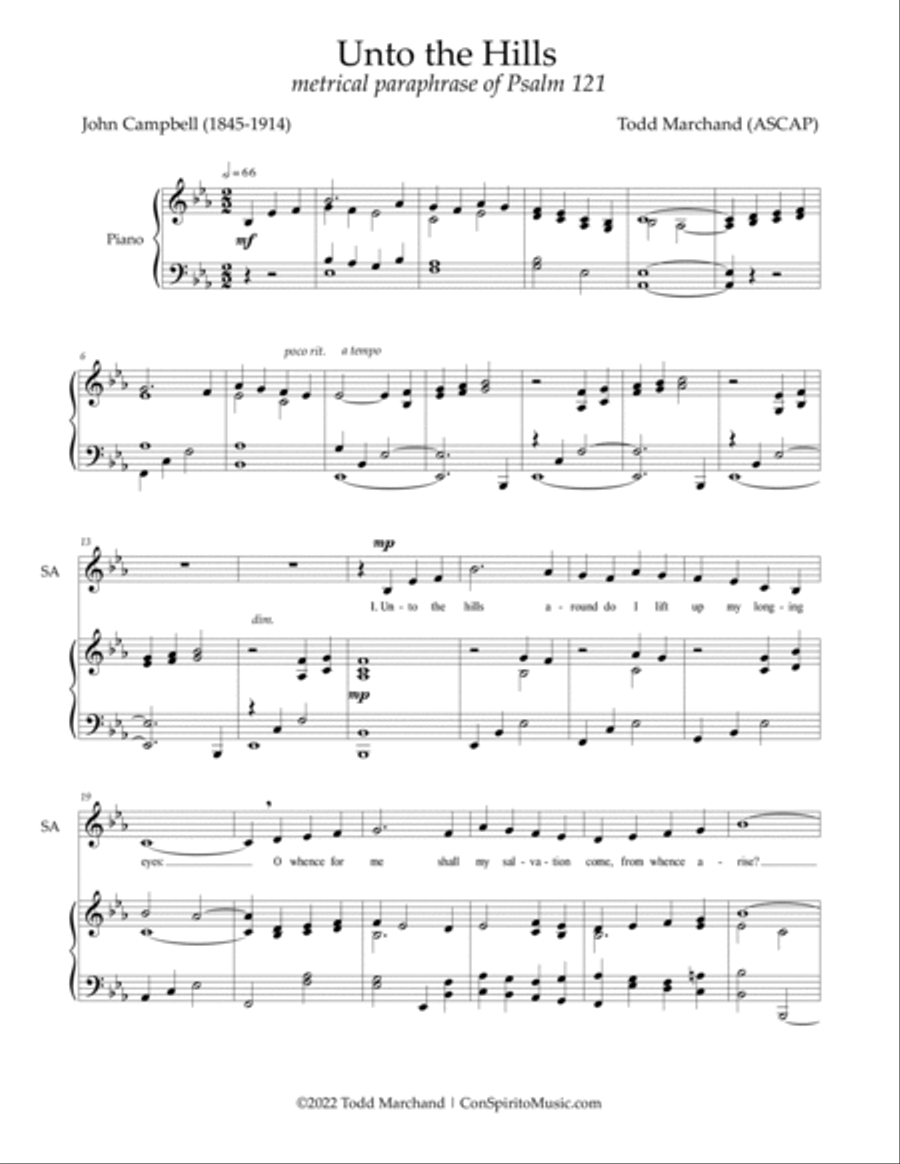 Unto the Hills (Psalm 121) - SATB voices, piano 4-Part scores gallery preview page 3