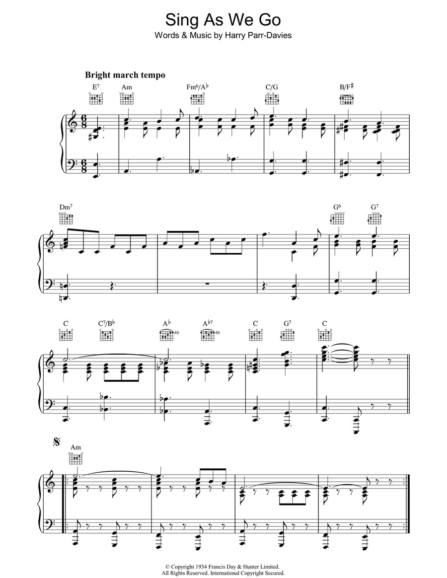 Sing As We Go Sing As We Go Piano, Vocal, Guitar scores gallery preview page 1