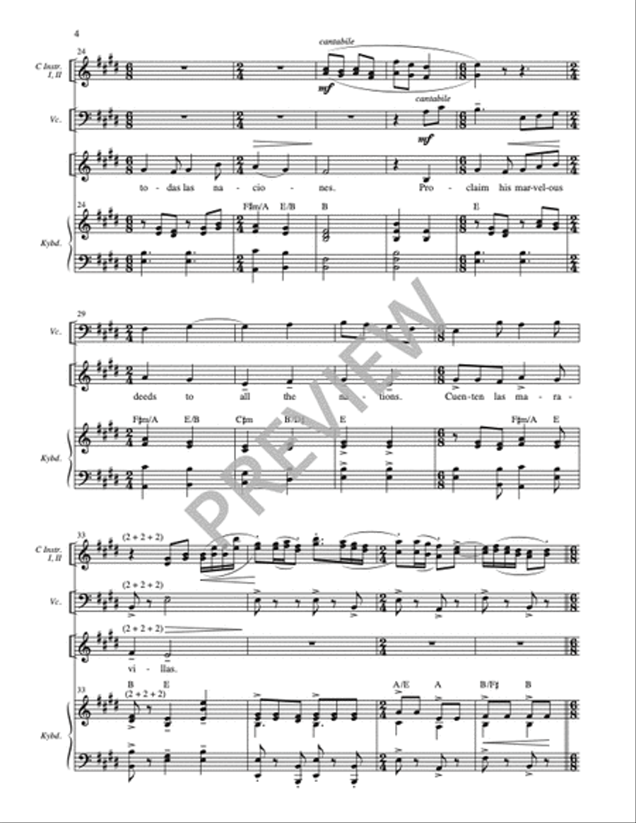 Cuenten las Maravillas del Señor / Proclaim His Marvelous Deeds - Full Score and Parts Cello scores gallery preview page 5