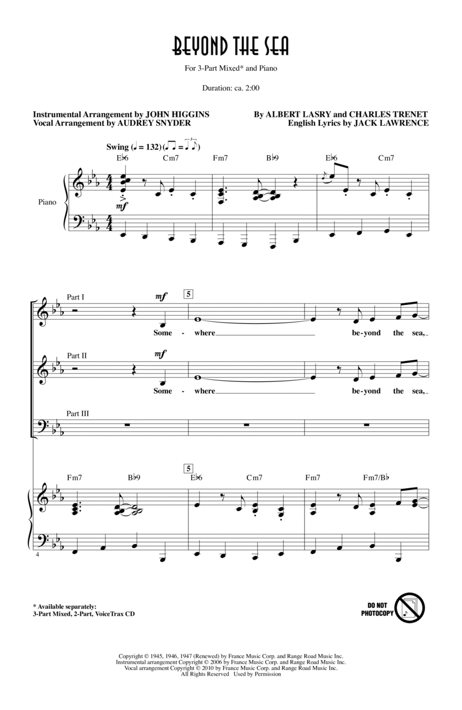 Beyond The Sea 3-Part scores gallery preview page 1