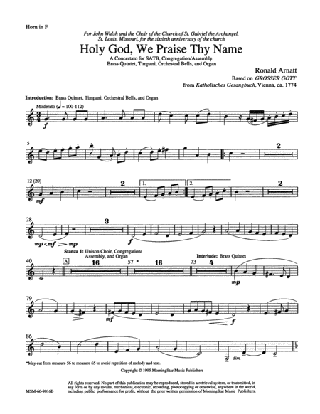 Holy God, We Praise Thy Name (Downloadable Instrumental Parts)