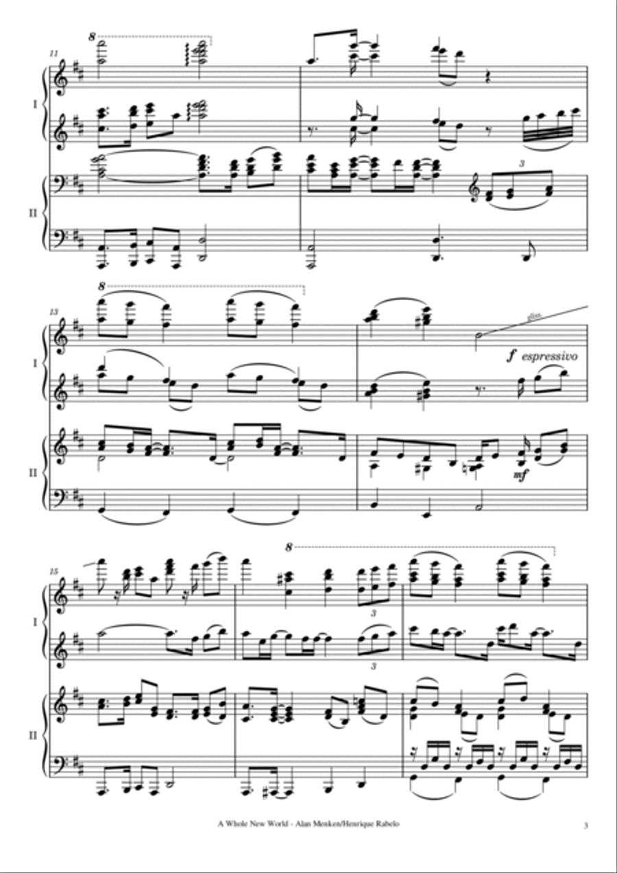 A Whole New World 2 Pianos, 4-Hands scores gallery preview page 3