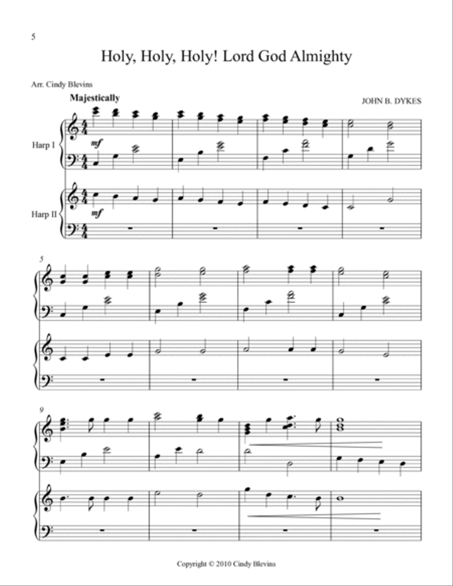 Holy, Holy, Holy, Lord God Almighty, for Harp Duet Harp scores gallery preview page 2
