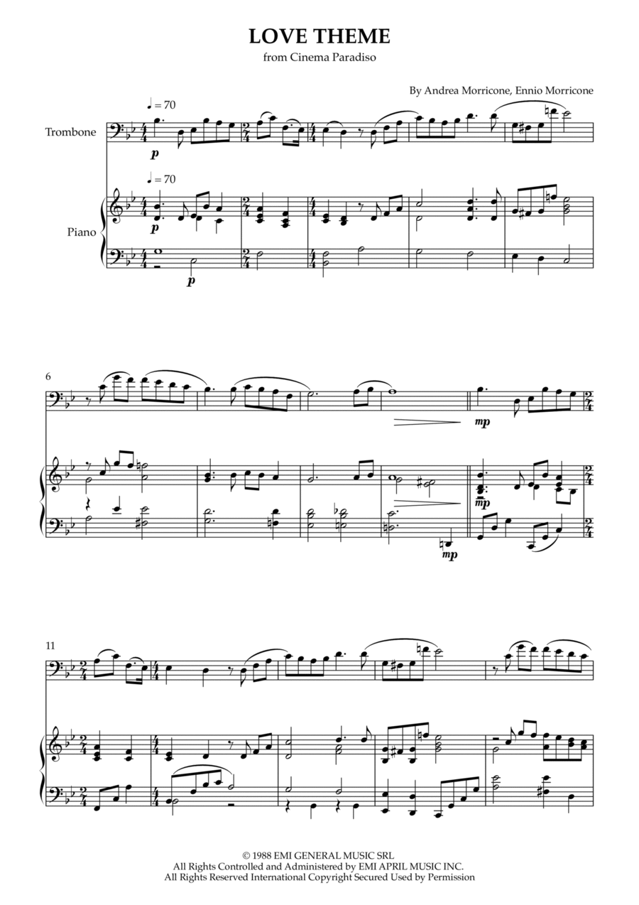Love Theme (tema D'amore) Piano scores gallery preview page 1
