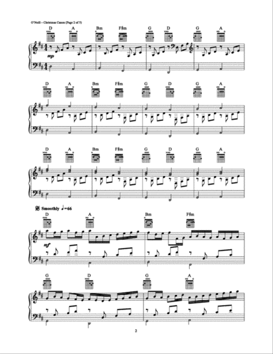 Christmas Canon Piano, Vocal, Guitar scores gallery preview page 2