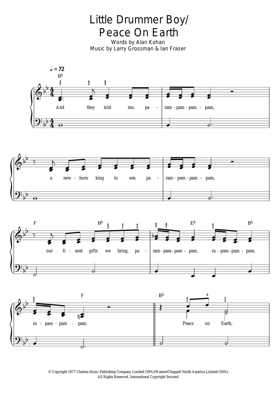 Peace On Earth / Little Drummer Boy Easy Piano scores gallery preview page 1