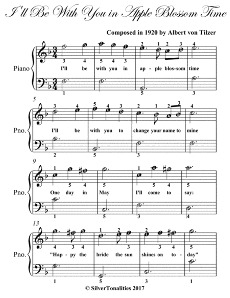 I'll Be With You In Apple Blossom Time Easiest Piano Sheet Music Easy Piano scores gallery preview page 2