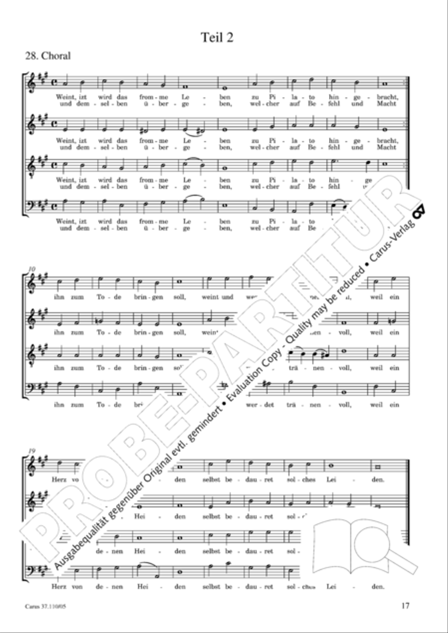 Markuspassion. Werkausgabe Reihe 1, Bd. 7 (Homilius) 4-Part scores gallery preview page 18