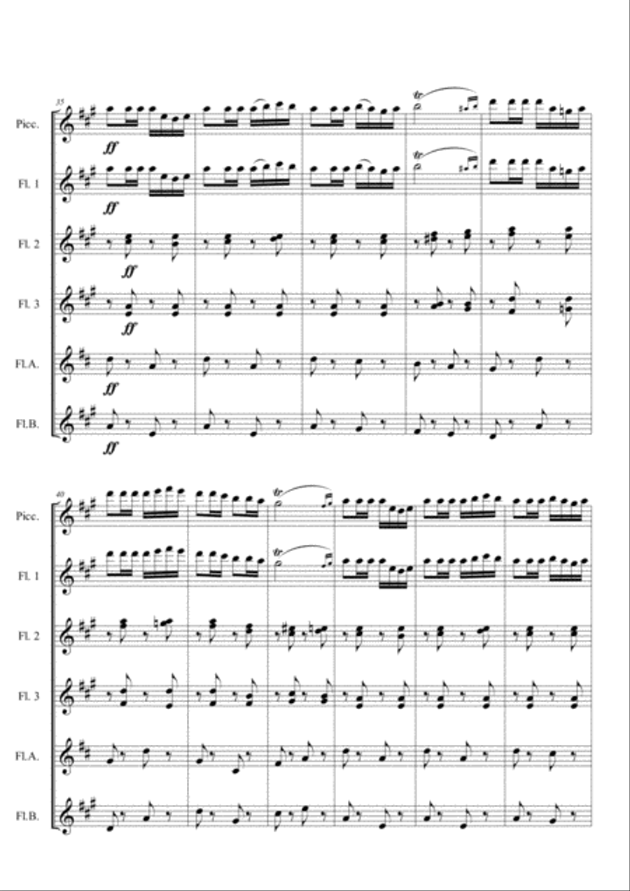 CARMEN PRELUDE for flute choir Flute Choir scores gallery preview page 4