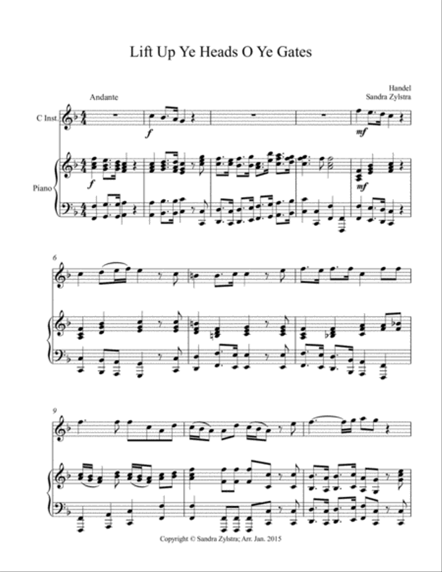 Lift Up Ye Heads O Ye Gates (treble C instrument solo) Piccolo scores gallery preview page 2