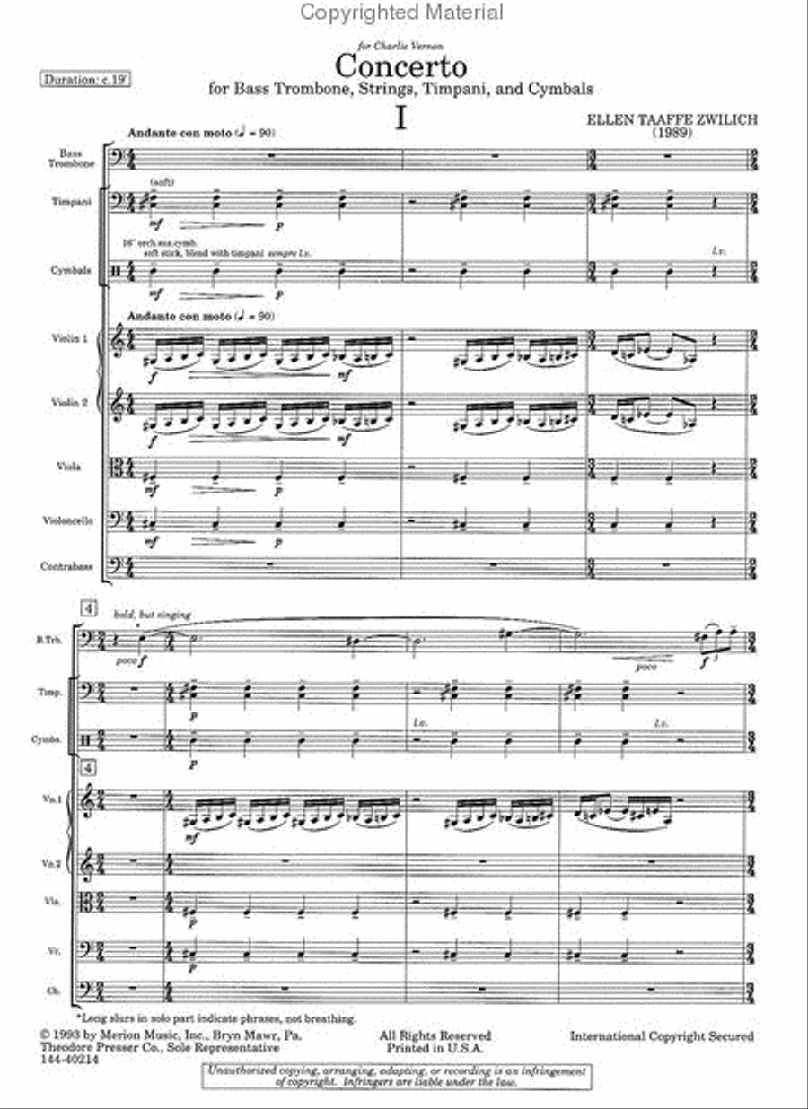 Concerto For Bass Trombone, Strings, Timpani And Cymbals Chamber Music scores gallery preview page 2