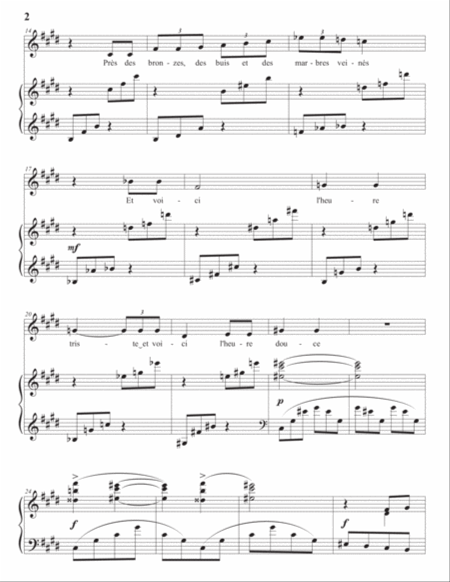 DE POLIGNAC: Jardin du roi (transposed to E major) Voice scores gallery preview page 3