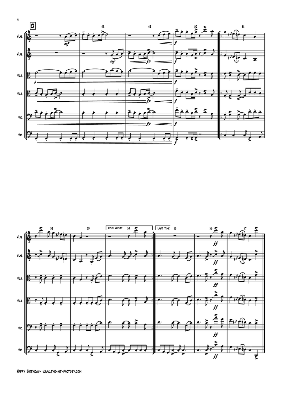 Happy Birthday String Quintet scores gallery preview page 4