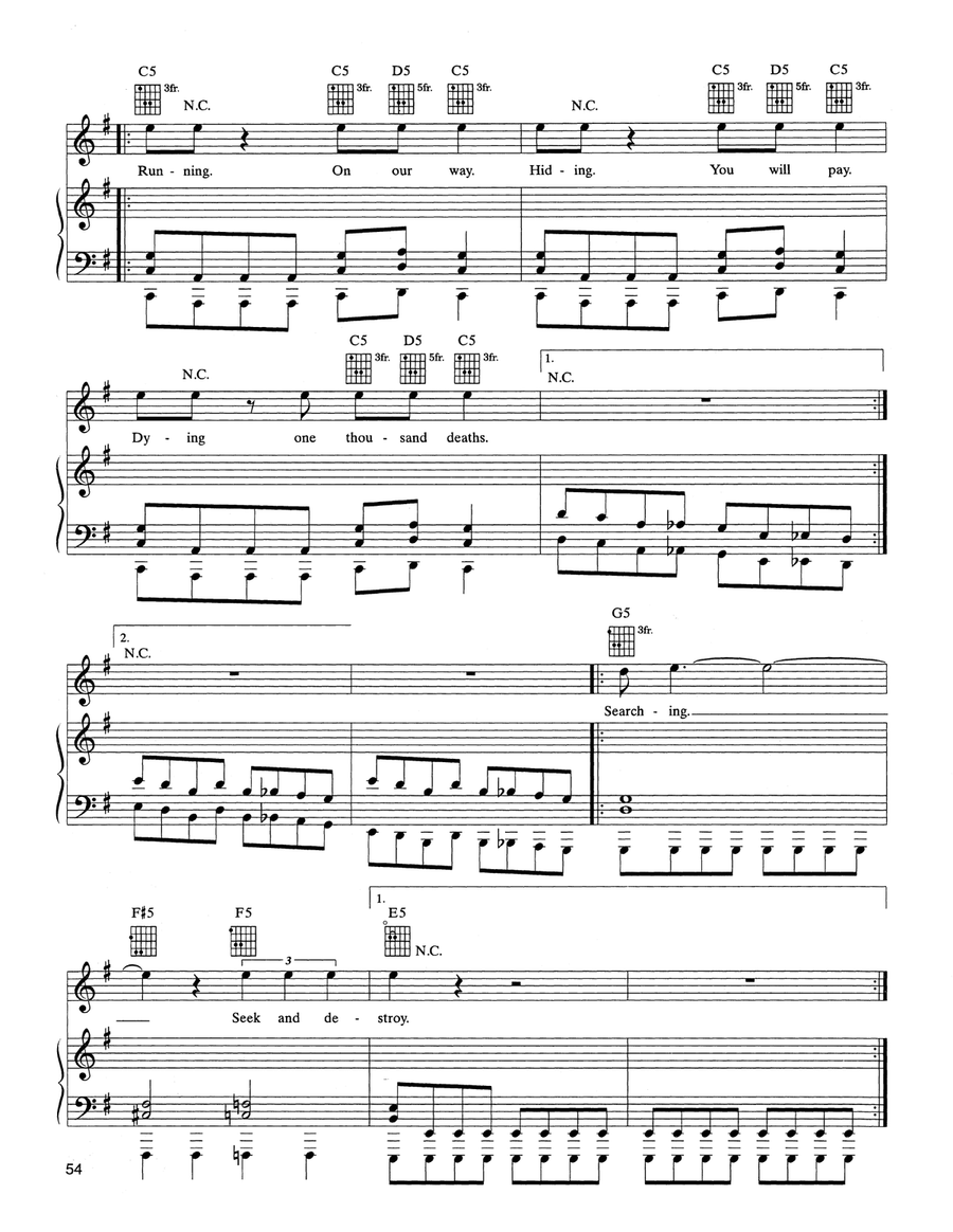 Seek & Destroy Piano, Vocal, Guitar scores gallery preview page 4