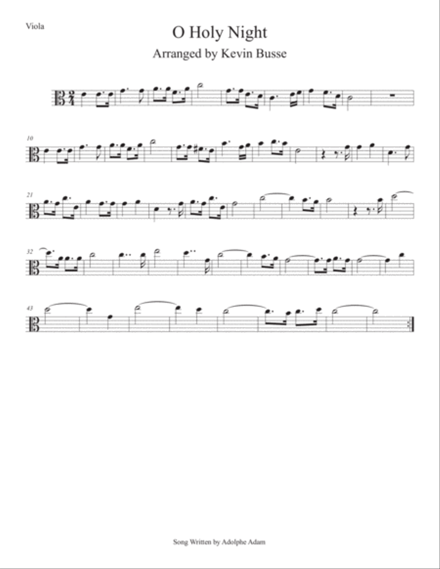 O Holy Night (Easy key of C) Viola Viola Solo scores gallery preview page 1