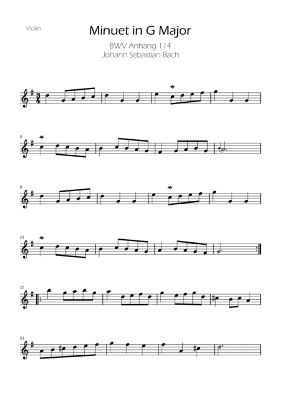 Minuet in G major BWV Anh. 114 - Bach - Violin and Viola String Duet scores gallery preview page 3